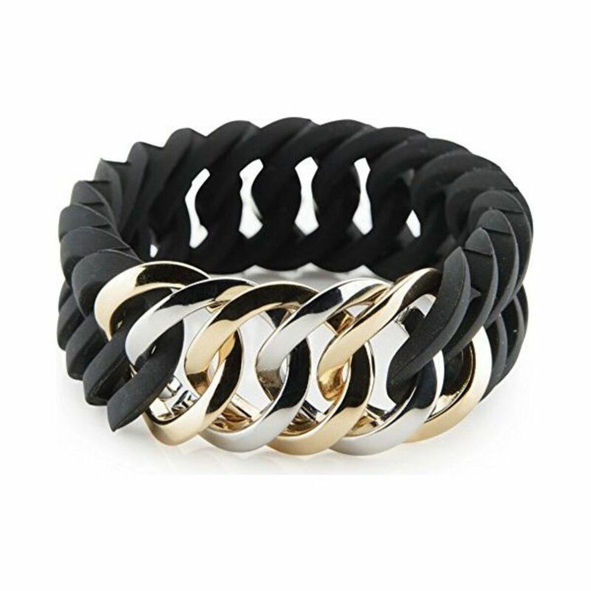 Sort Therubz Armbånd 100178 Med Guldfarvet Sølvfarvet Kæde - Therubz Armbånd - 5713167101781