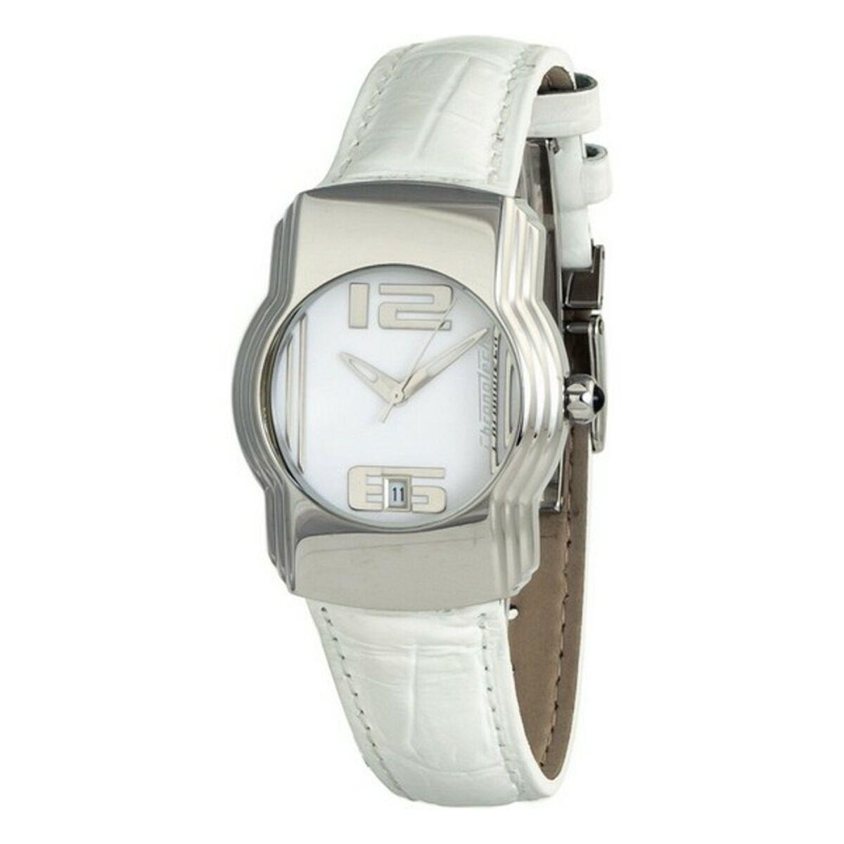 Hvid Chronotech Dameur Ct7279b Læderrem - Chronotech Armbånd  - 8031301762856
