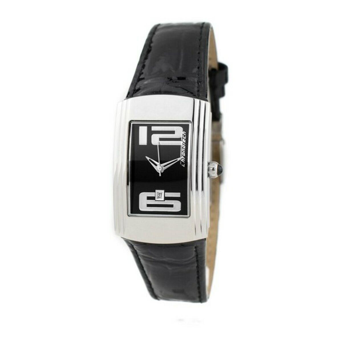 Sort Chronotech Dameur Ct7017l Læderrem - Chronotech Armbånd  - 8431777786750