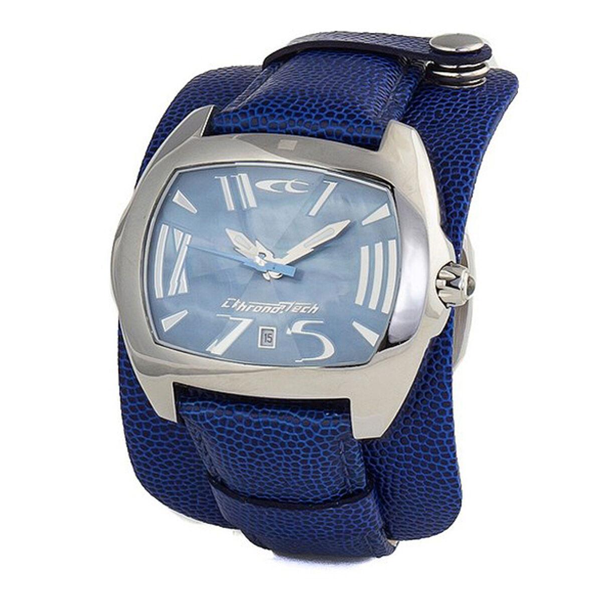 Chronotech Herreur Ct2188j Blå Læderrem - Chronotech Armbånd  - 8431777772654