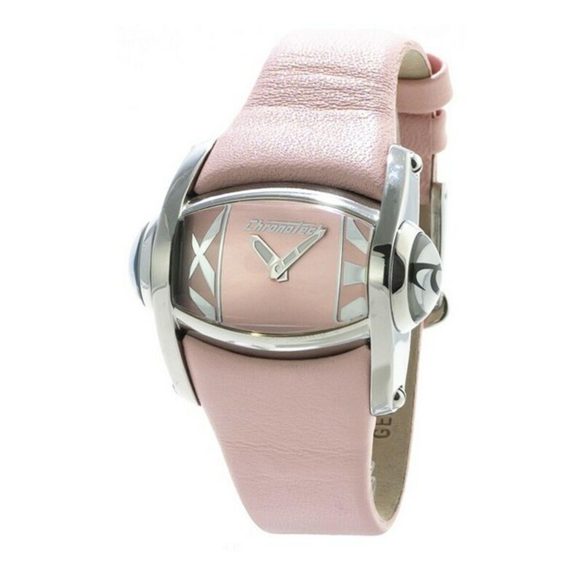 Pink Chronotech Dameur Ct7681l Læderrem - Chronotech Armbånd  - 8032732981670