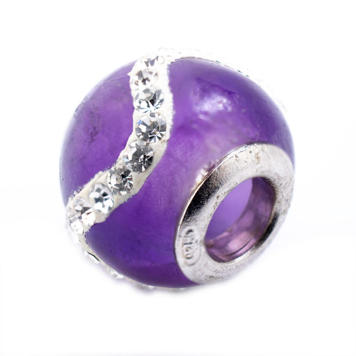 Charm Perle Til Armbånd Sølvfarvet Lilla - Viceroy Armbånd  - 8431777780987