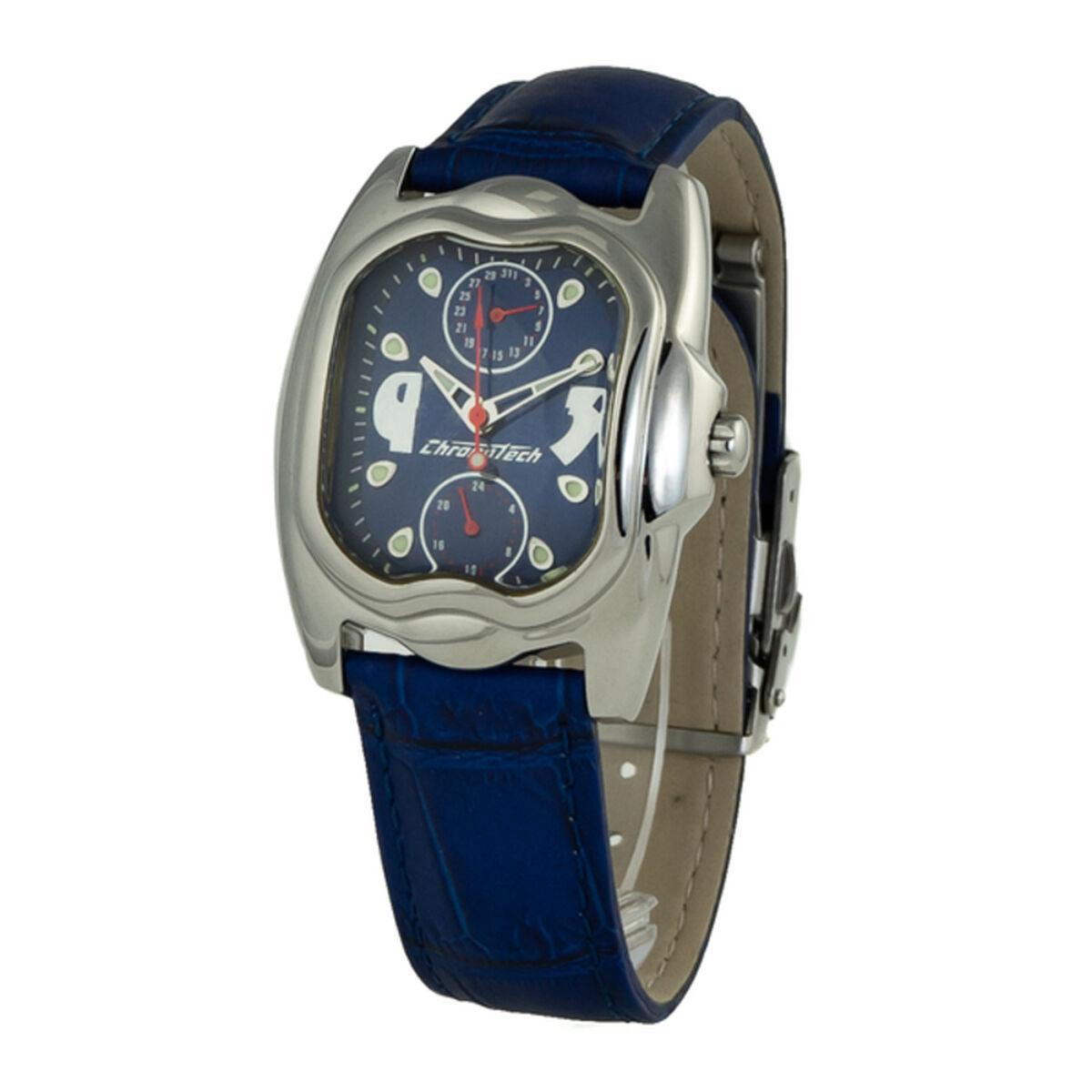 Dameur Chronotech Ct7220l Blå Læderrem - Chronotech Armbånd  - 8031301763310