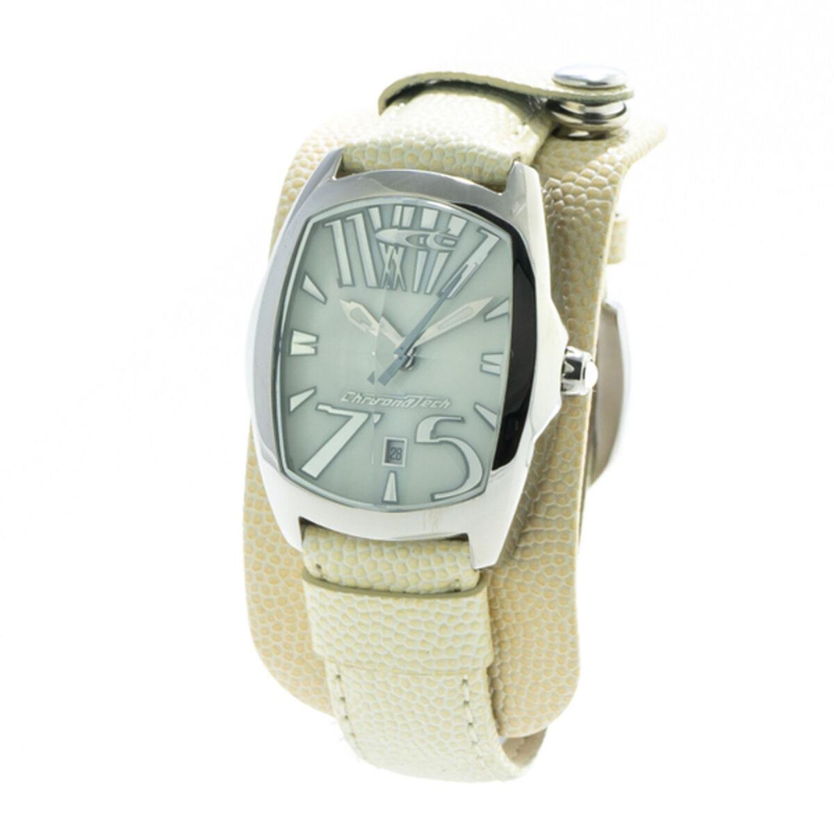 Hvid Armbåndsur Dame Chronotech Skive Beige Rem - Chronotech Armbånd  - 8032732986019