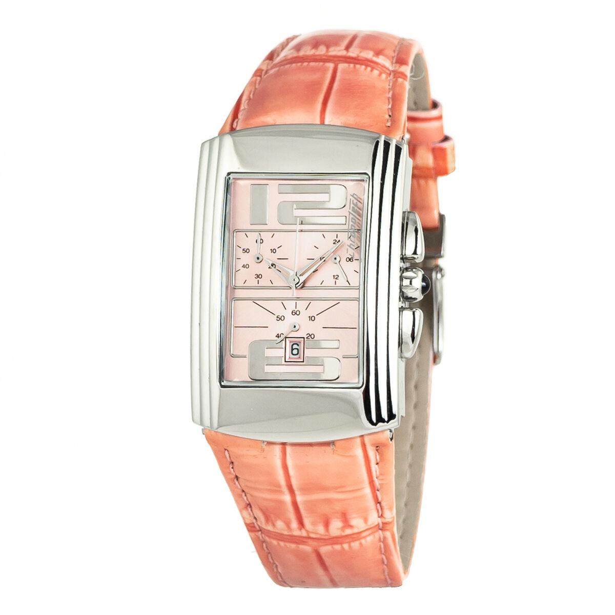 Pink Chronotech Dameur Ct7018b Læderrem - Chronotech Armbånd  - 8032636433879