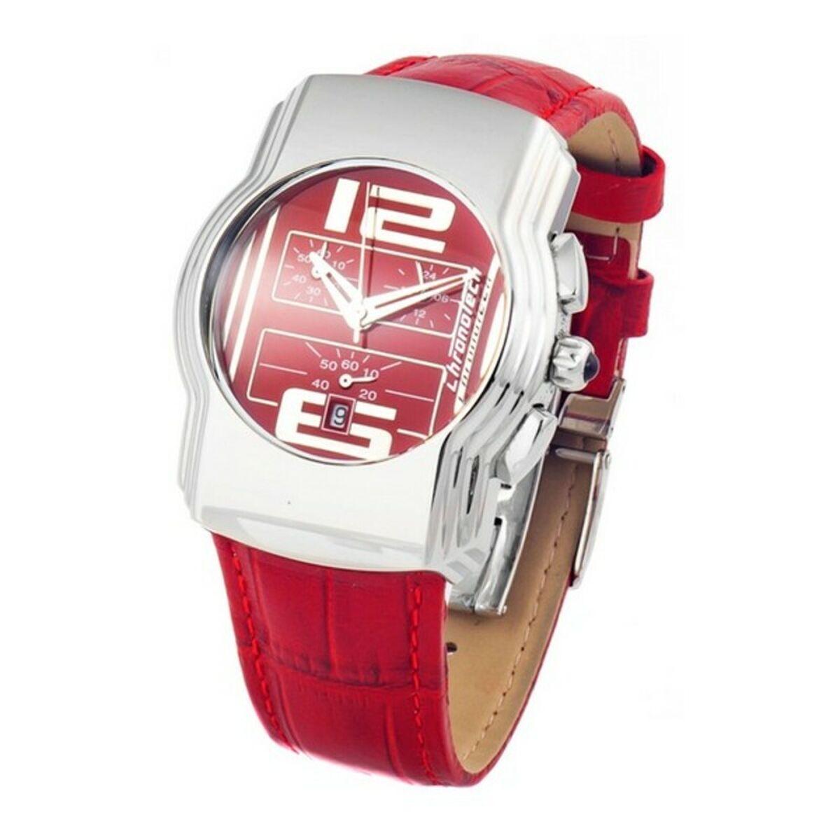 Chronotech Dameur Ct7280b Rød Læderrem - Chronotech Armbånd  - 8031301762726