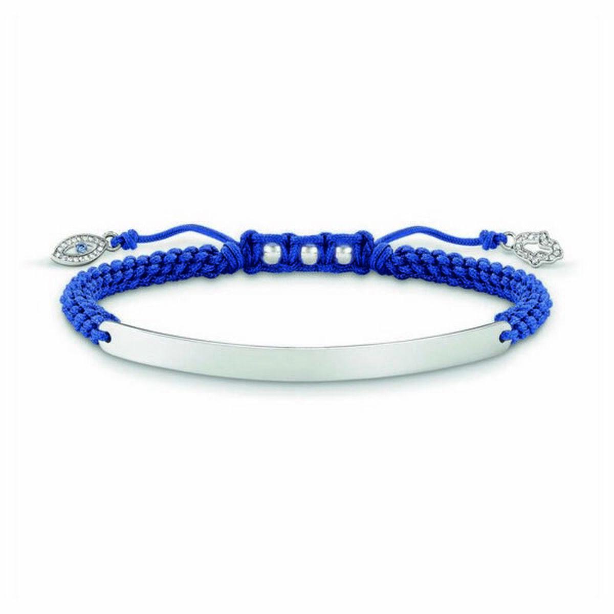 Thomas Sabo Armbånd Til Kvinder Sølvfarvet Plade Blå Snor - Thomas Sabo Armbånd  - 4051245229622
