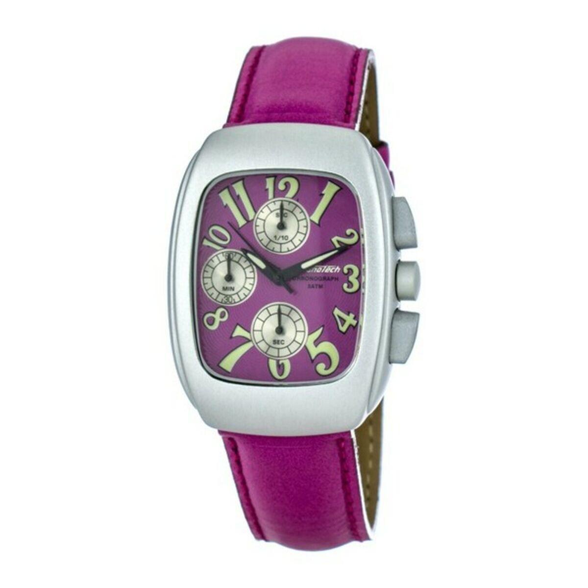 Pink Chronotech Dameur Ct7359 Læderrem - Chronotech Armbånd  - 8431777773002