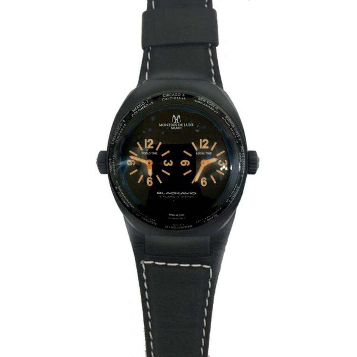 Sort Montres Luxe Unisex Armbåndsur 09bk 3002 Læderrem - Montres De Luxe Armbånd  - 8431777732818
