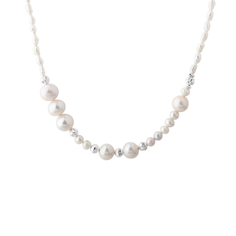 Line Pearl Necklace Silver - Aqua Dulce Halskæder  - 5740013865054