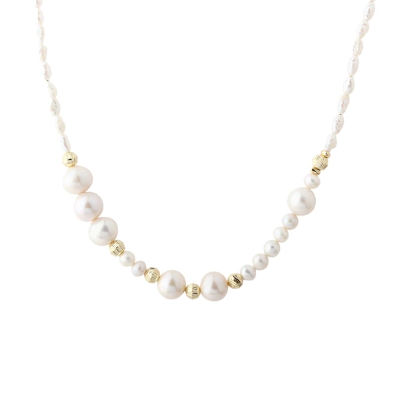 Line Pearl Necklace Golden - Aqua Dulce Halskæder  - 5740013865061