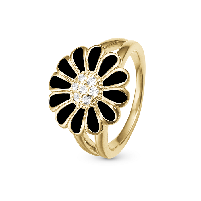 Sort Christina Topaz Big Black Marguerite Ring - Christina Fingerringe