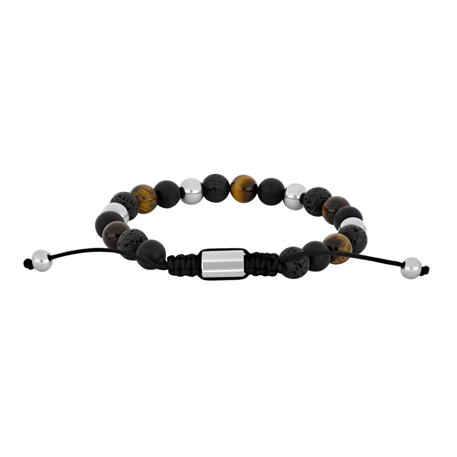 Sort Son Armbånd Agate Lava Tigerøje Stål - Son Of Noa Armbånd