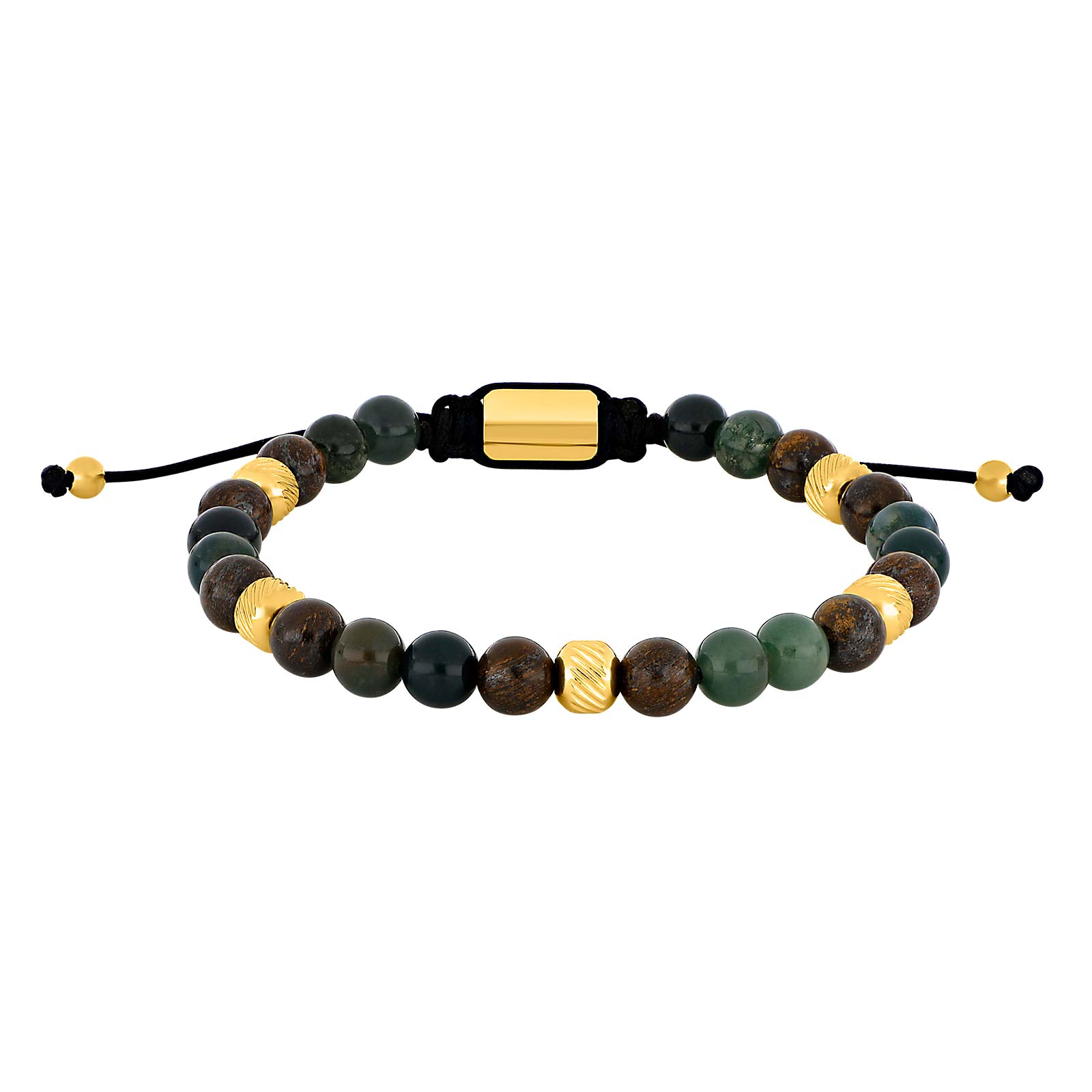 Son Armbånd Moss Agate Ilmenite Bronzitite Gold 6mm - Son Of Noa Armbånd