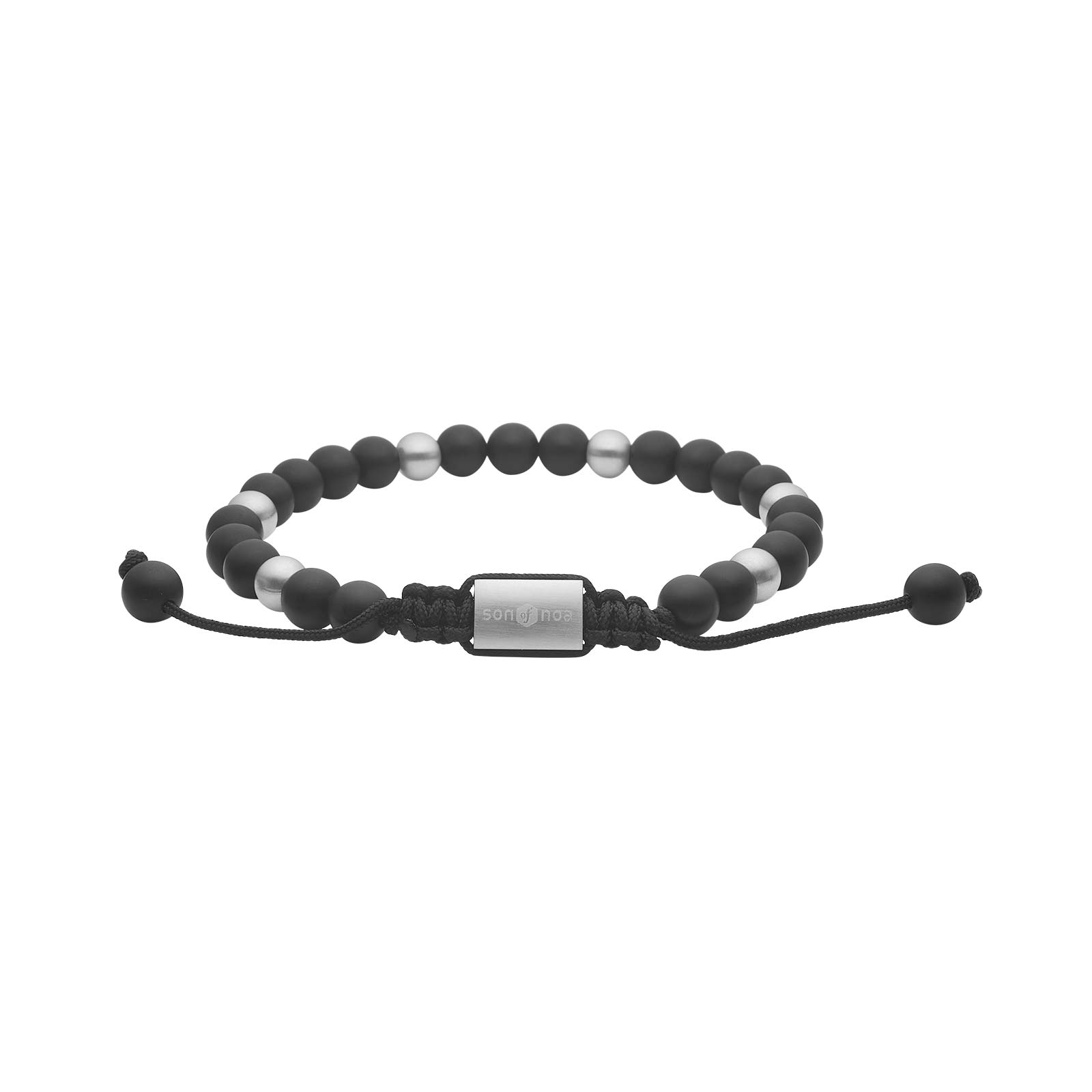 Sort Son Armbånd Mat Agate Stål - Son Of Noa Armbånd
