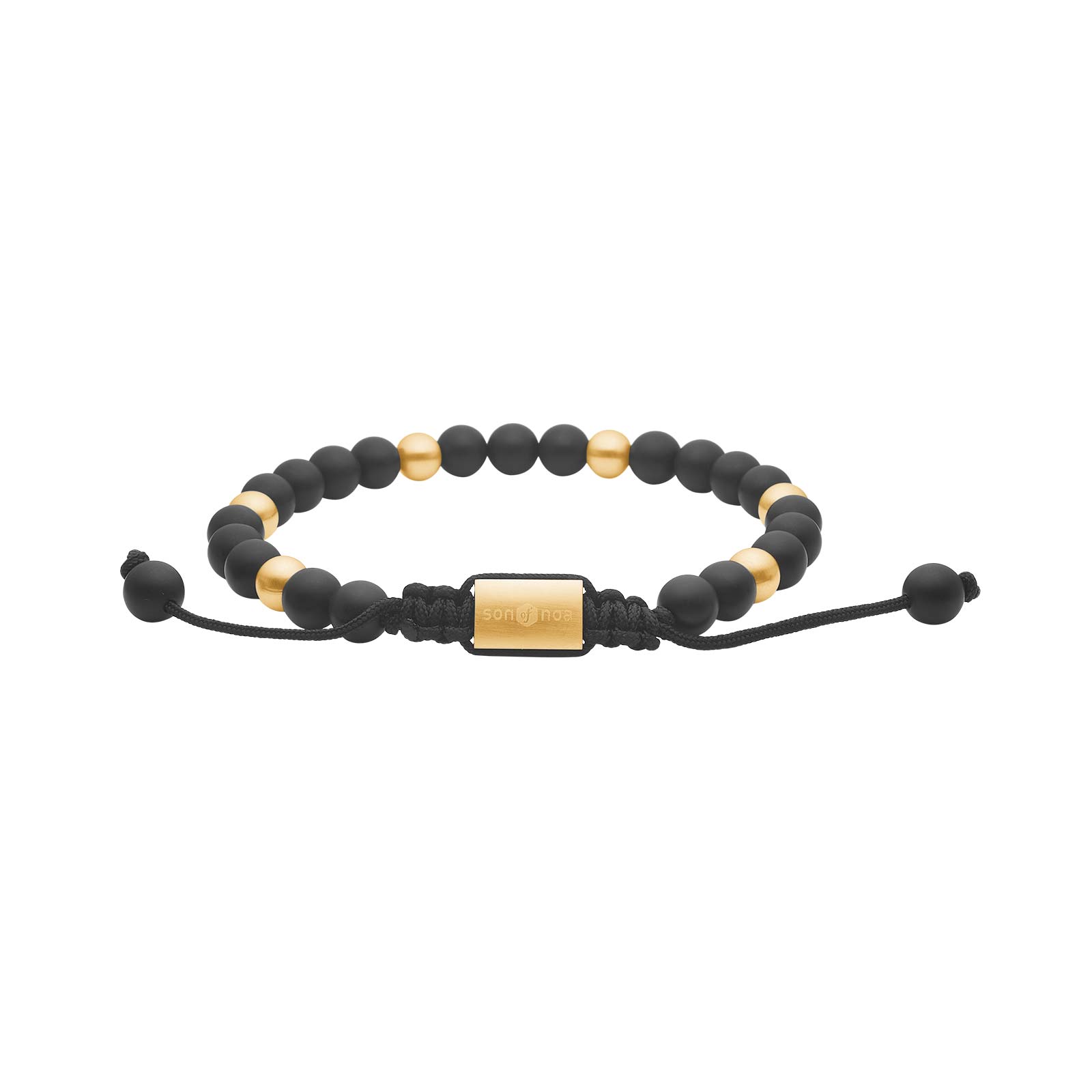 Sort Son Armbånd Mat Agate Stål Gold - Son Of Noa Armbånd