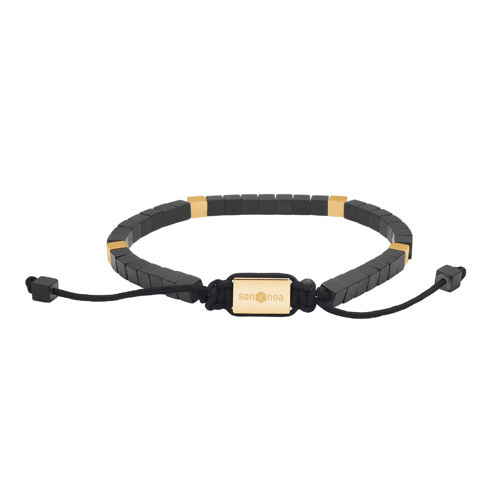 Sort Son Armbånd Mat Hematit Stål Gold - Son Of Noa Armbånd
