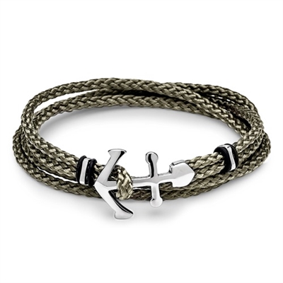Gråt Knyttet Armbånd Med Anker Mulighed For Gravering - Armbånd
