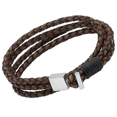 Mørkebrunt Læderarmbånd Med Stållås Eller Mulighed For Gravering - Armbånd