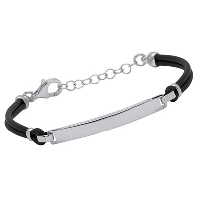 Armbånd Sølv Gummi Mulighed For Gravering - Armbånd