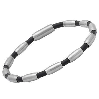 Armbånd Gummi Sølvfarvet Stål - Armbånd