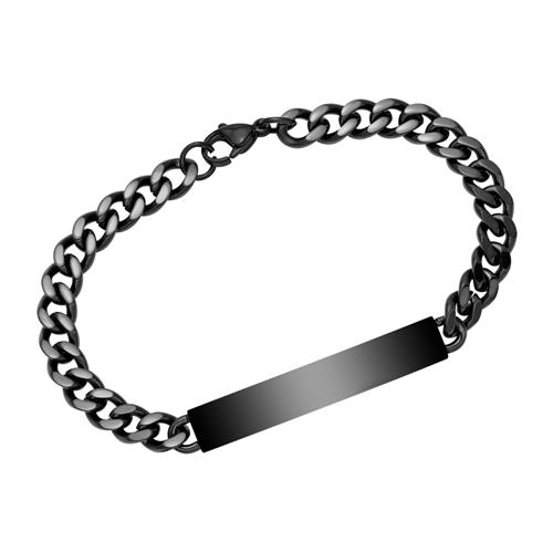 Sort Panserarmbånd Stål Eller Mulighed For Gravering - Armbånd