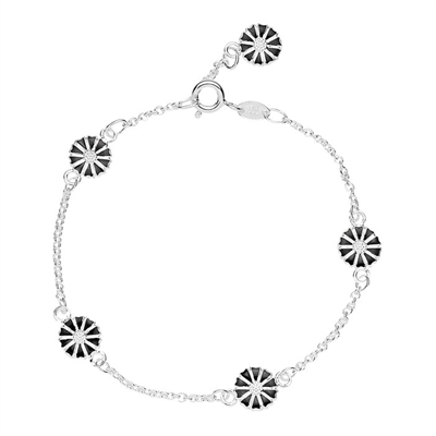 Lund Marguerit Armbånd Sølv Med Sorte Margueritter - Armbånd