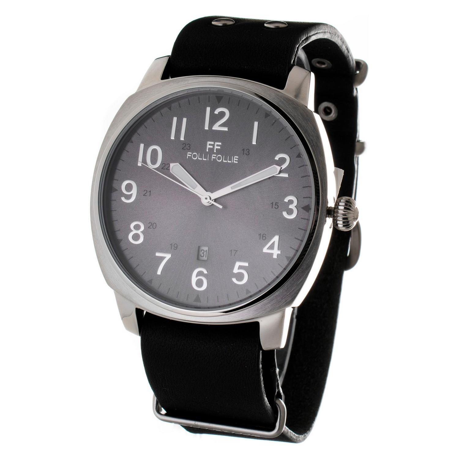 Sort Unisex Armbåndsur Wt14t0015dsdf Læder - Folli Follie Armbånd  - 8431777822335