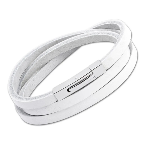 Hvid Graverbart T Læderarmbånd Eller - Armbånd