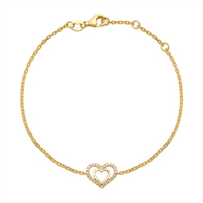 Armbånd Guld Med Hjerter Diamanter - Armbånd  - BDB0002-18KG