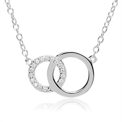 Collier Sølv Med Ringe Zirkoniasten - Halskæder