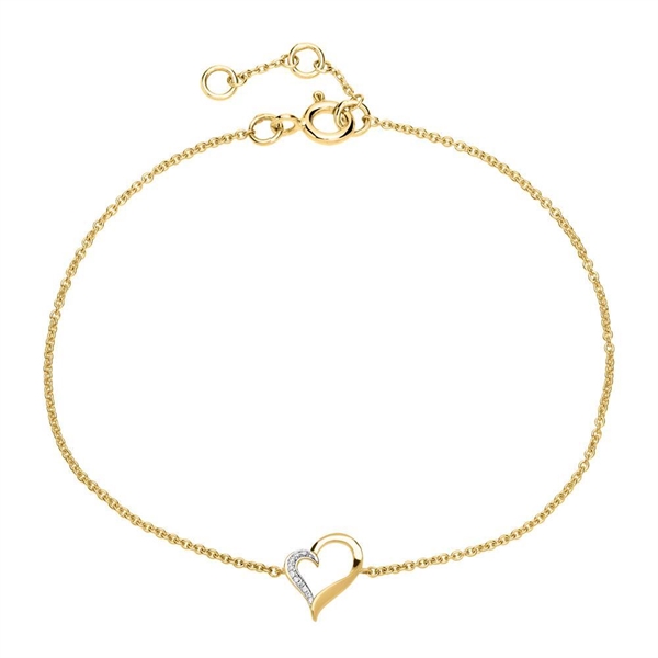 Armbånd Guld Med Hjerte Diamanter Til - Armbånd