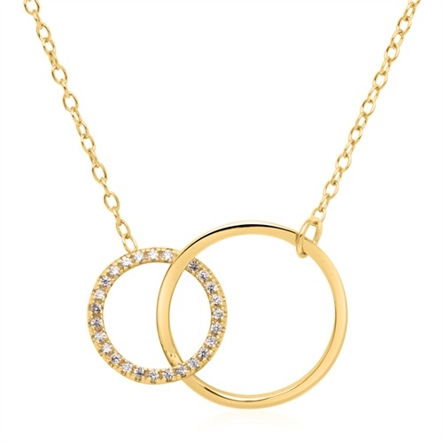 Collier Forgyldt Sølv Med Ringe Zirkonia Til - Halskæder