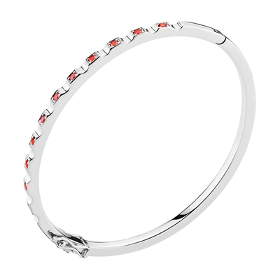 Armring Sølv Med Røde Zirkoniasten - Armbånd