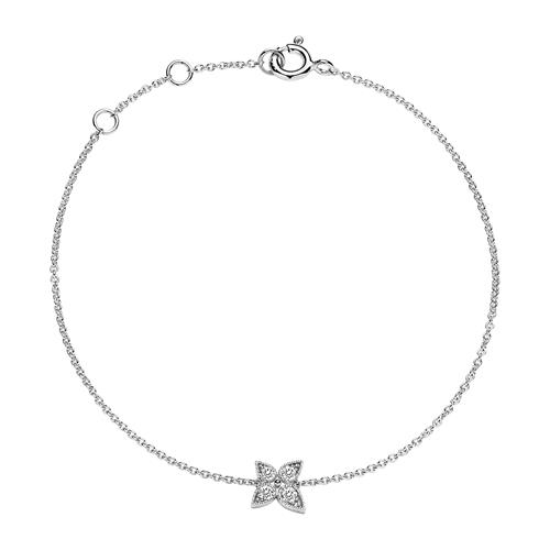 Hvid Armbånd Guld Med Blomst Diamanter - Armbånd