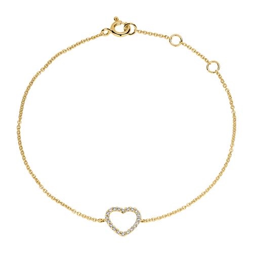 Armbånd Guld Med Hjerte & Diamanter - Armbånd