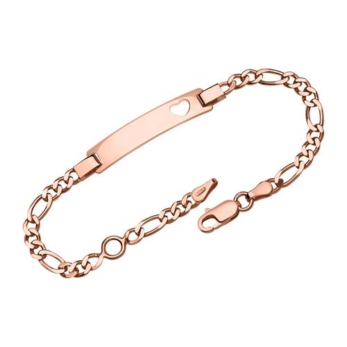 Rosa Figaro Armbånd Forgyldt Sølv Med Hjerte Mulighed For Gravering - Armbånd