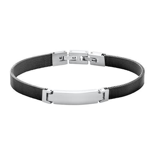 Sort Mesh Armbånd Stål Mulighed For Gravering - Armbånd