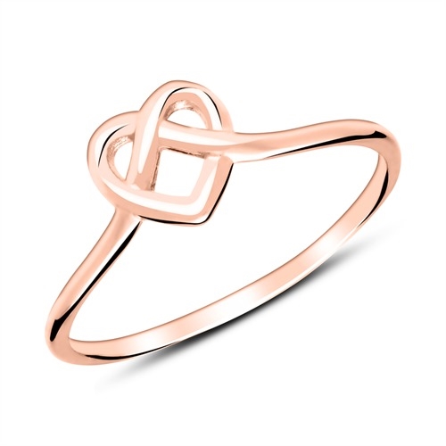 Rosa Ring Forgyldt Sølv Med Hjerte - Fingerringe