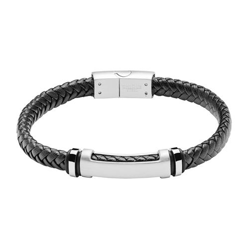 Læderarmbånd Med Stålplade Eller Mulighed For Gravering - Armbånd