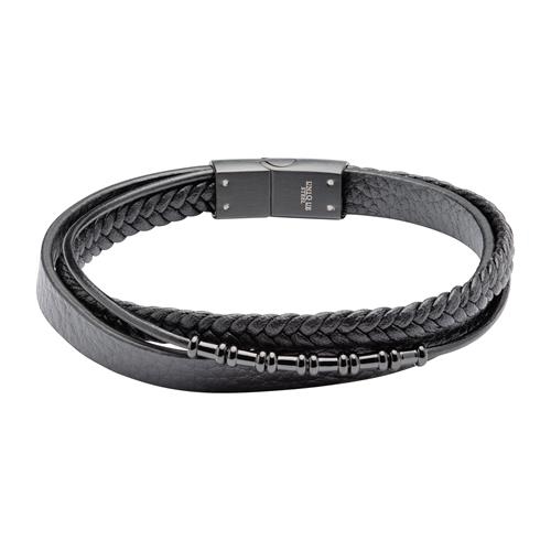 Sort Armbånd Læder Mulighed For Gravering - Armbånd