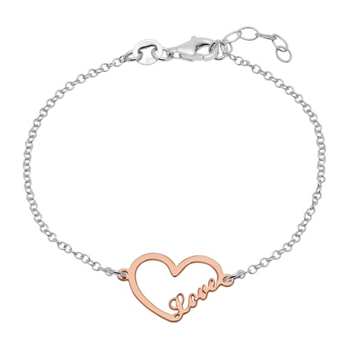 Armbånd Sølv Med Hjerte Love Til - Armbånd