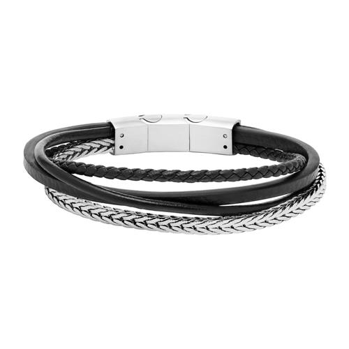 Sort Armbånd Læder Stål - Armbånd