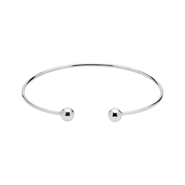 Åben Armring Sølv Med Kugler - Armbånd