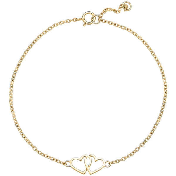 Guld Armbånd Med Flettede Hjerter - Armbånd
