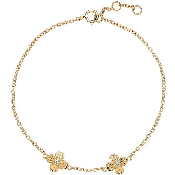 Guldarmbånd Med Blomster Zirkoniasten - Armbånd