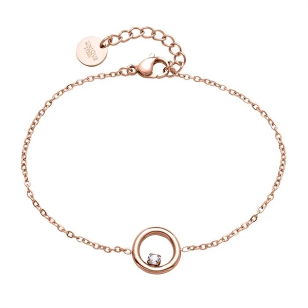Rosa Forgyldt Armbånd Med Ring Zirkonia Mulighed For Gravering - Armbånd