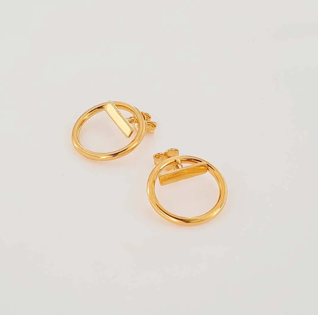 Guld ørestikkere Geometri Forgyldt Sterlingsølv - Aura Øreringe  - 05740034028797