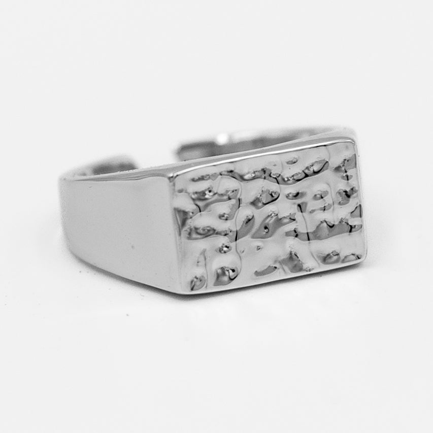 Sølv Malleo Hammered Signet Ring - Zarge Jewelry Fingerringe