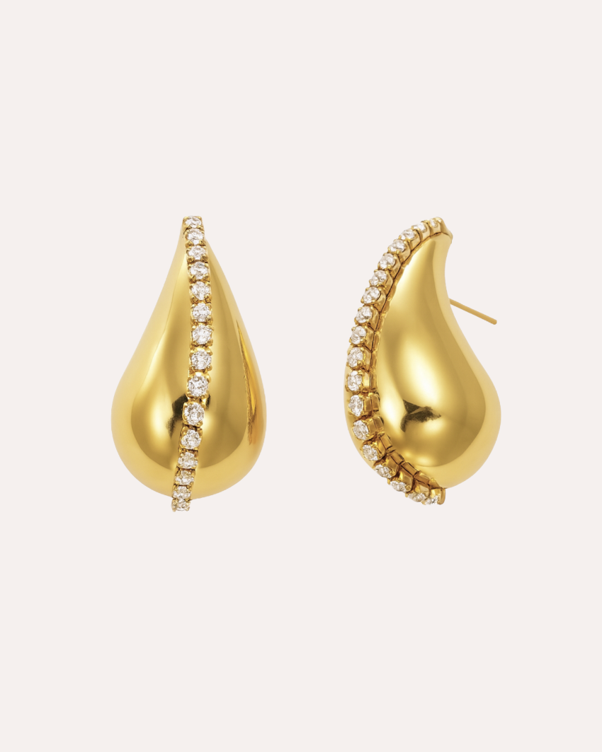Crystal Teardrop Earrings Forgyldt - Khaai Studio Øreringe